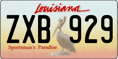 LA license plate ZXB929