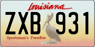 LA license plate ZXB931