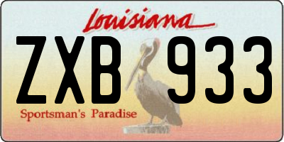 LA license plate ZXB933