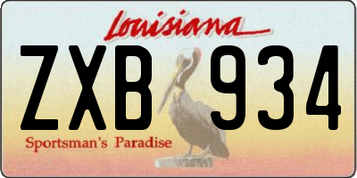 LA license plate ZXB934