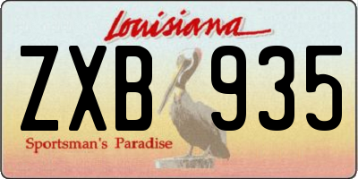 LA license plate ZXB935