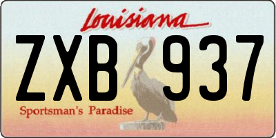 LA license plate ZXB937