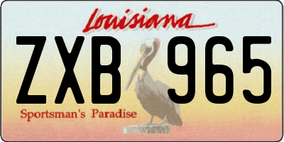 LA license plate ZXB965