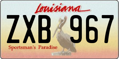 LA license plate ZXB967