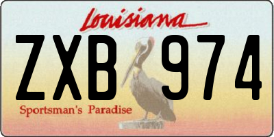 LA license plate ZXB974