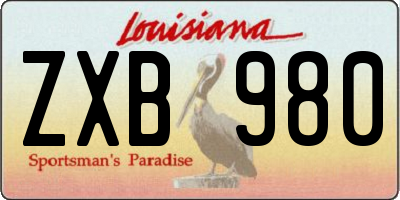 LA license plate ZXB980