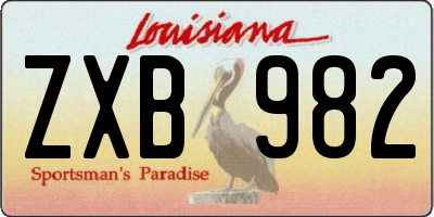 LA license plate ZXB982