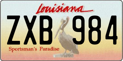 LA license plate ZXB984