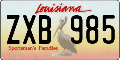 LA license plate ZXB985