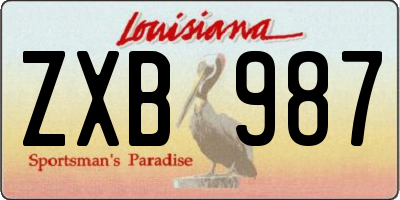 LA license plate ZXB987