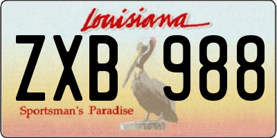 LA license plate ZXB988