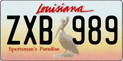 LA license plate ZXB989
