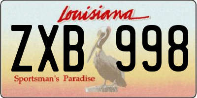 LA license plate ZXB998