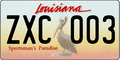 LA license plate ZXC003