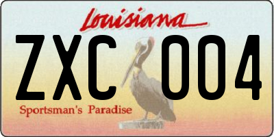 LA license plate ZXC004