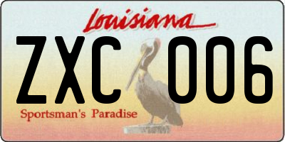 LA license plate ZXC006