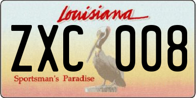 LA license plate ZXC008