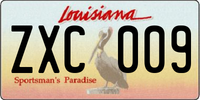 LA license plate ZXC009