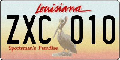 LA license plate ZXC010