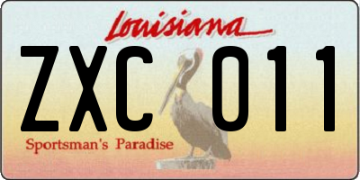 LA license plate ZXC011