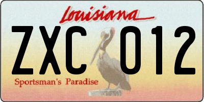 LA license plate ZXC012