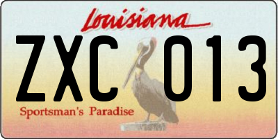 LA license plate ZXC013