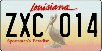 LA license plate ZXC014