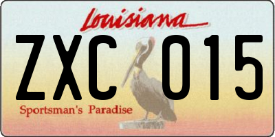 LA license plate ZXC015