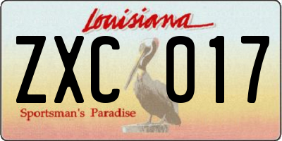 LA license plate ZXC017