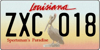 LA license plate ZXC018