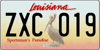 LA license plate ZXC019