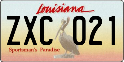 LA license plate ZXC021