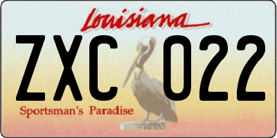 LA license plate ZXC022