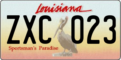 LA license plate ZXC023