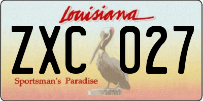 LA license plate ZXC027