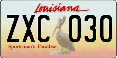 LA license plate ZXC030