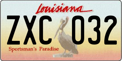 LA license plate ZXC032