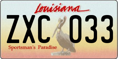 LA license plate ZXC033