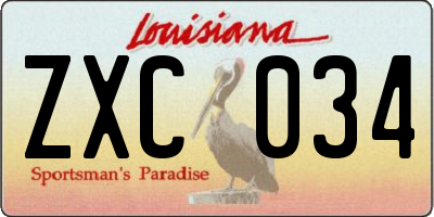 LA license plate ZXC034