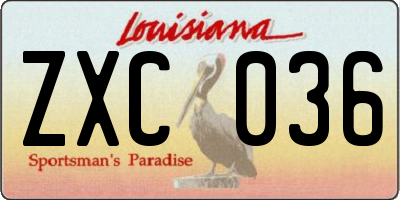 LA license plate ZXC036