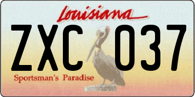 LA license plate ZXC037