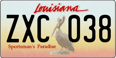 LA license plate ZXC038