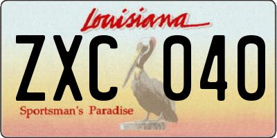 LA license plate ZXC040