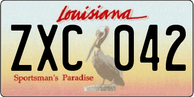 LA license plate ZXC042