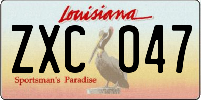 LA license plate ZXC047