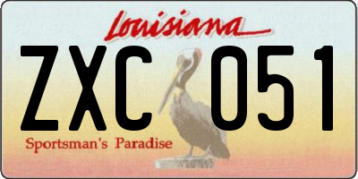 LA license plate ZXC051