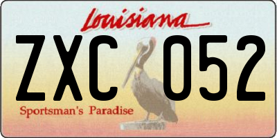 LA license plate ZXC052