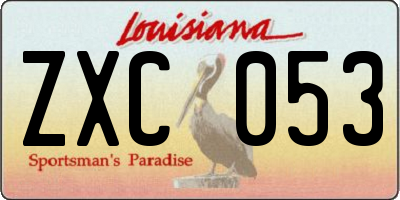 LA license plate ZXC053