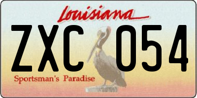 LA license plate ZXC054