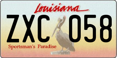 LA license plate ZXC058